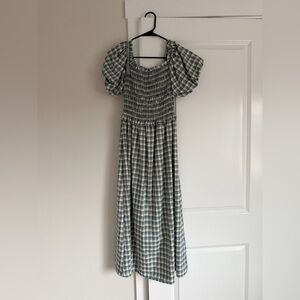 Plaid off the shoulder Sleeve Dress